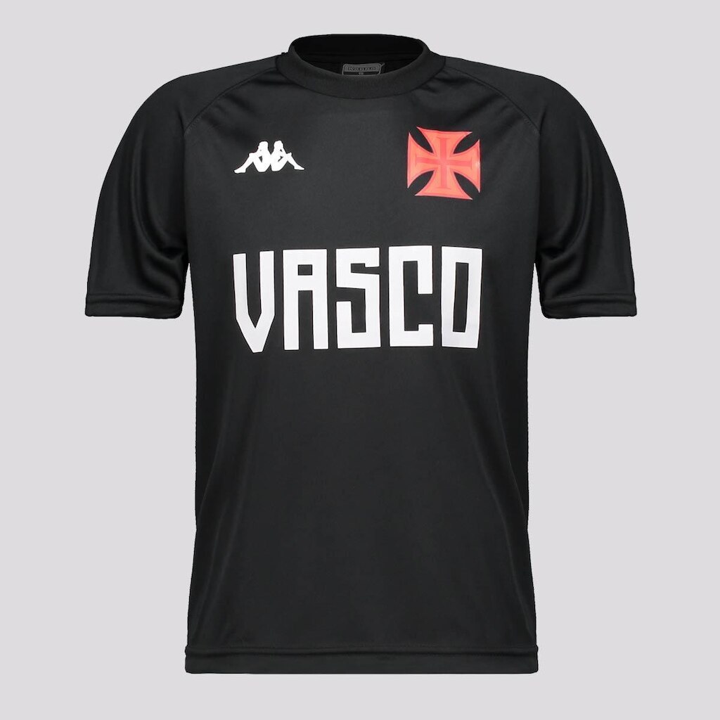 Camisa Kappa Vasco Supporter Type Juvenil Preta