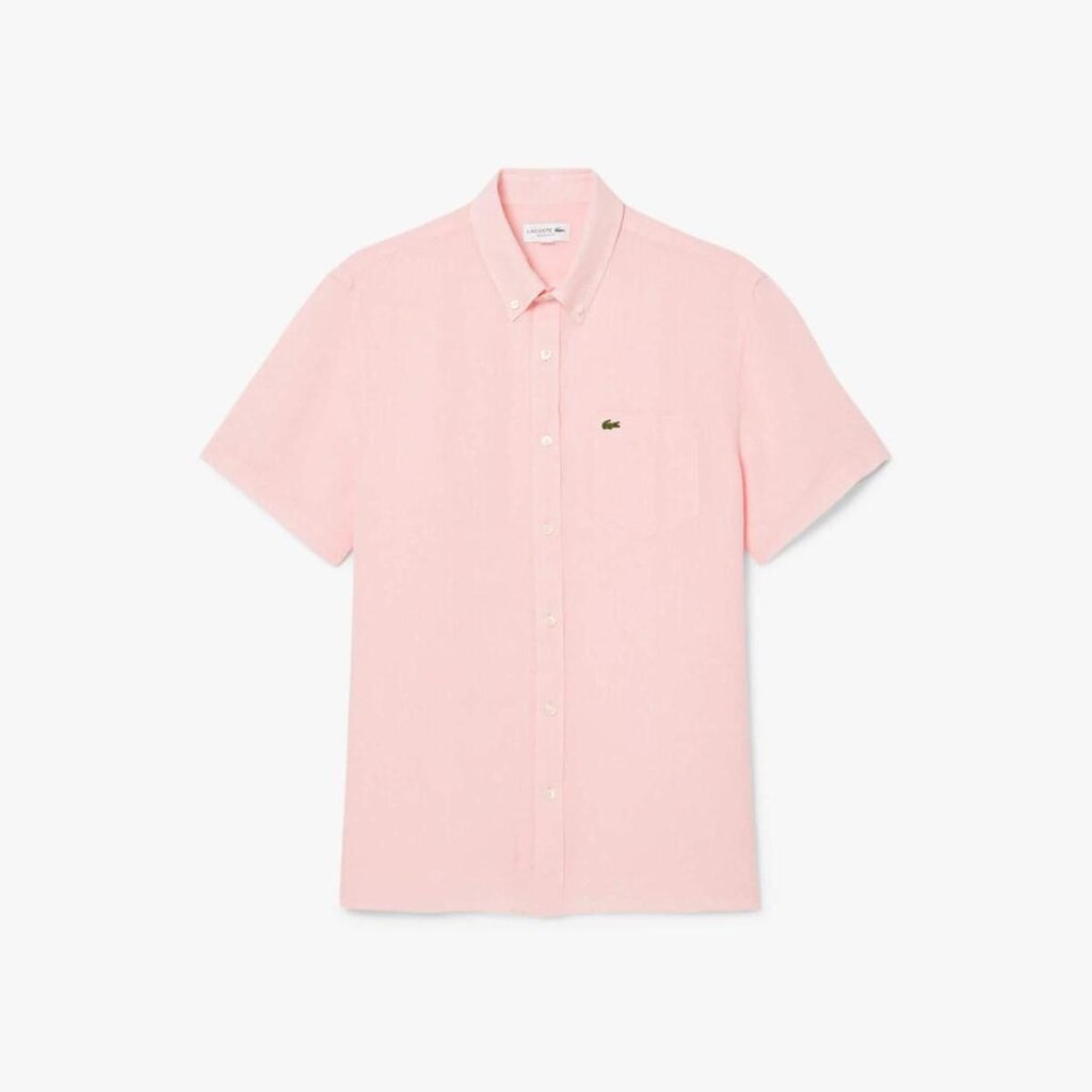 Camisa Lacoste De Manga Curta Em Linho Masculina