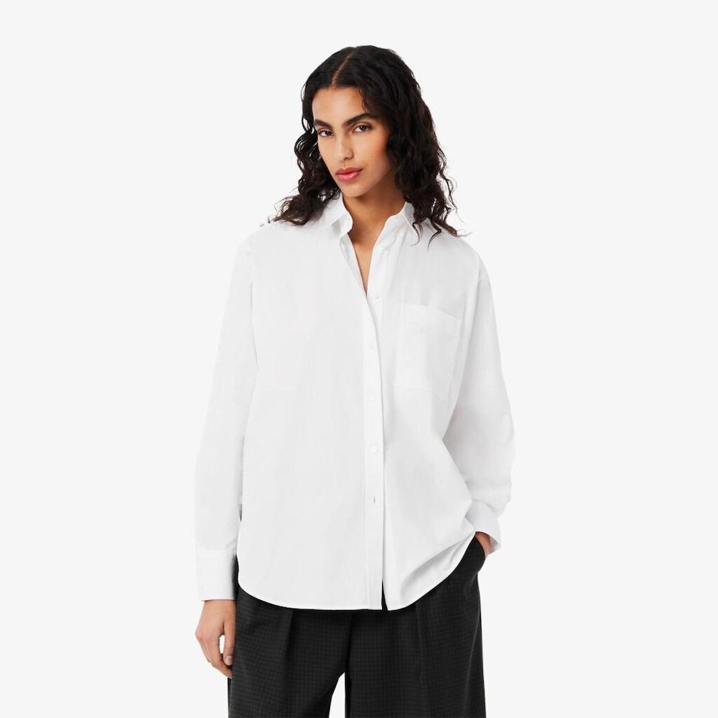 Camisa Lacoste em Popeline e Algodão tamanho extra grande Feminina