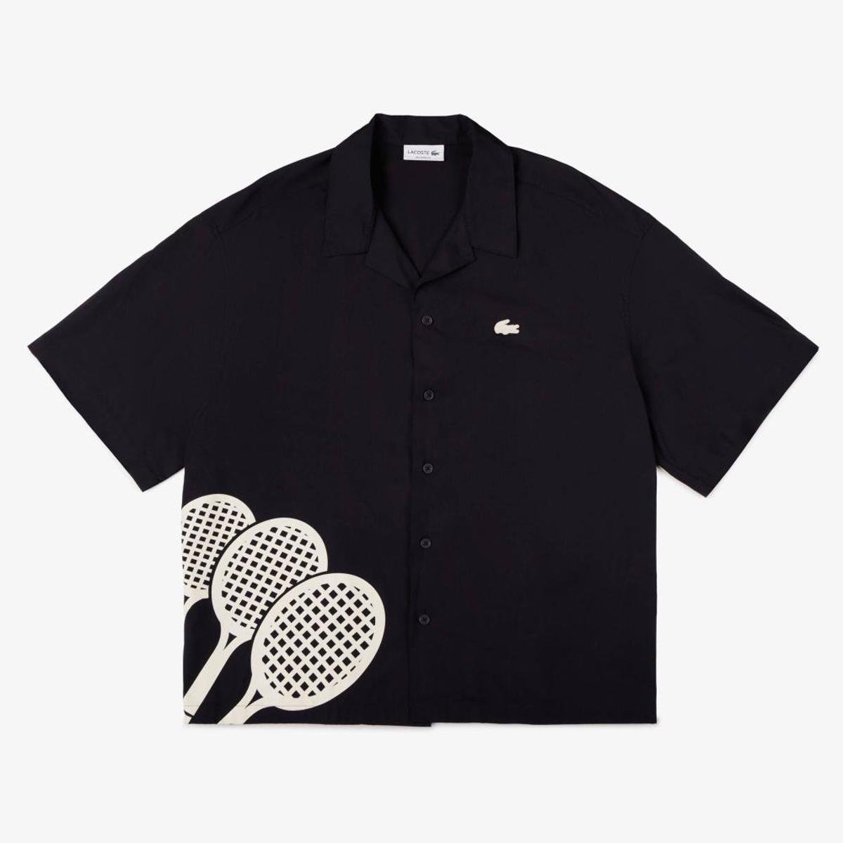 Camisa Lacoste Estampada De Manga Curta Ampla Masculina
