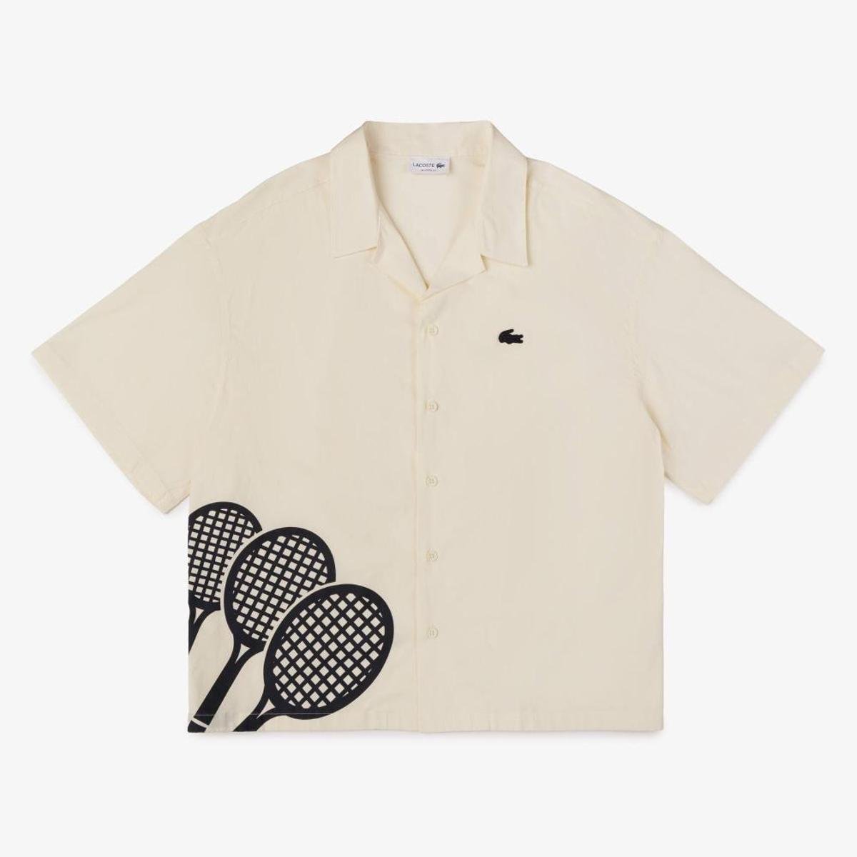 Camisa Lacoste Estampada De Manga Curta Ampla