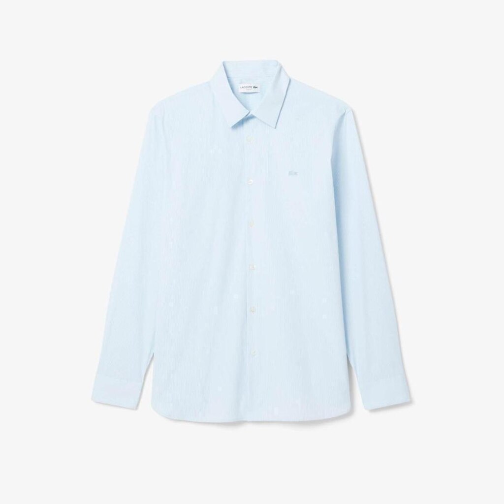 Camisa Lacoste Slim Fit Listrada em Popeline Stretch Masculina