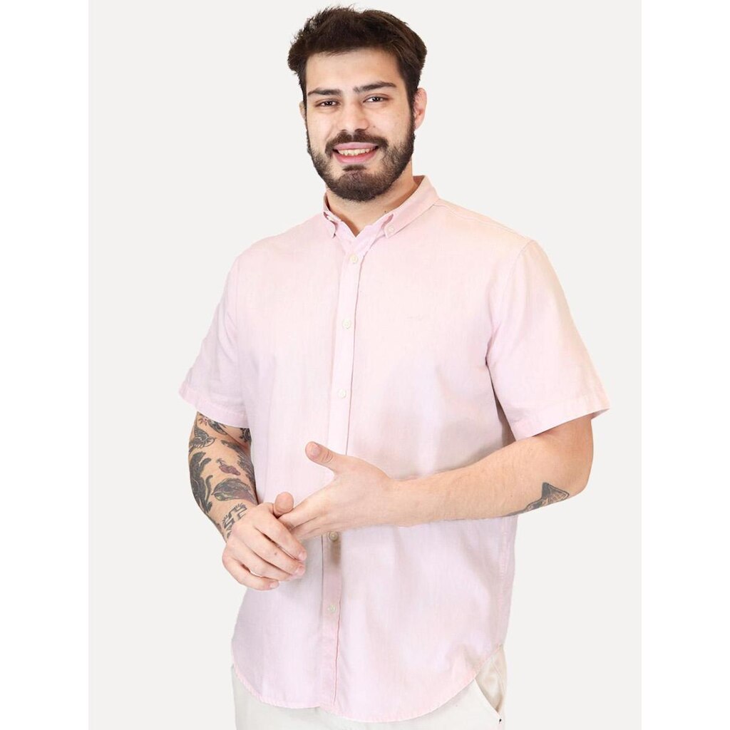 Camisa Levis Masculina Relaxed Oxford Authentic Button Down Rosa Claro