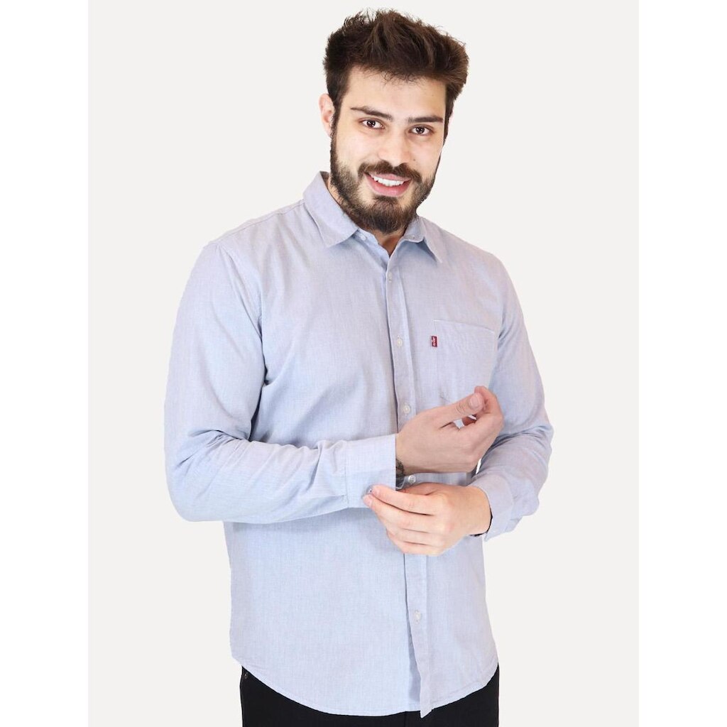 Camisa Levis Masculina Standard One Pocket Azul Claro Mescla