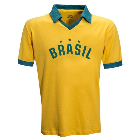 Camisa Liga Retrô Brasil Estrelas Masculina - Amarelo e Verde - Amarelo+Verde Menor preço em Camisa Liga Retrô Brasil Estrelas Masculina - Amarelo e Verde - Amarelo+Verde