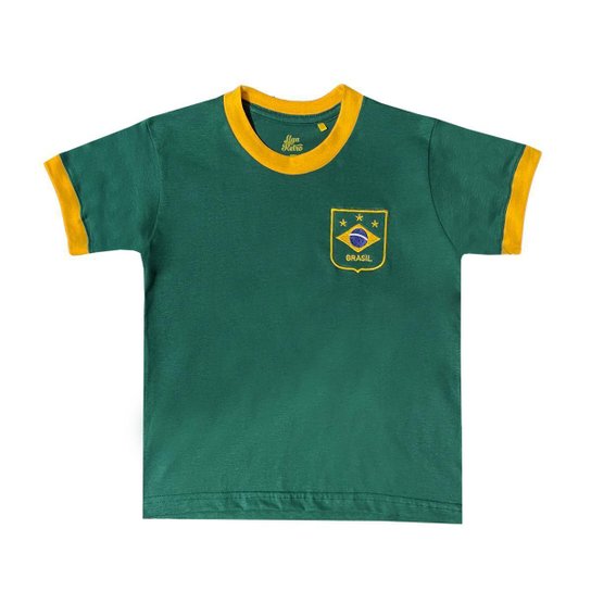 Camisa Liga Retrô Brasil Verde Infantil 12 - Verde Menor preço em Camisa Liga Retrô Brasil Verde Infantil 12 - Verde