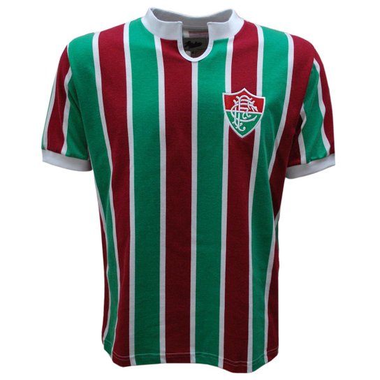 Camisa Liga Retrô Fluminense 1976 - Vermelho+Verde Menor preço em Camisa Liga Retrô Fluminense 1976 - Vermelho+Verde