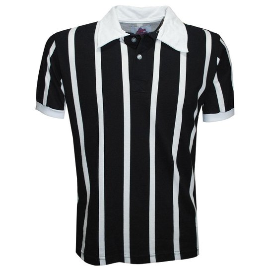 Camisa Liga Retrô Polo Botão Listrado Masculina