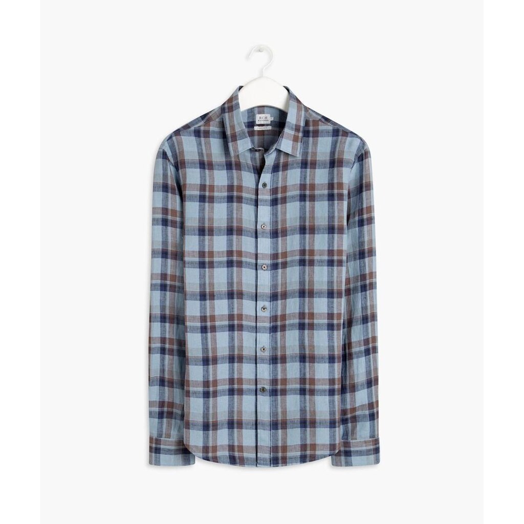 Camisa Linho Xadrez Khaki 005
