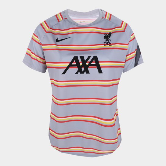 Camisa Liverpool Pré-Jogo Nike Champions League Feminina - Cinza+Laranja Menor preço em Camisa Liverpool Pré-Jogo Nike Champions League Feminina - Cinza+Laranja
