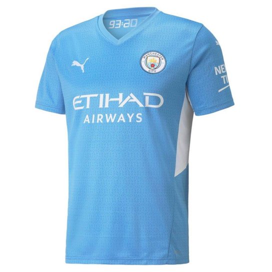 Camisa Manchester City I Torcedor Masculina - Azul Claro+Branco Menor preço em Camisa Manchester City I Torcedor Masculina - Azul Claro+Branco
