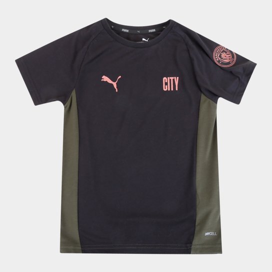 Camisa Manchester City Juvenil Treino 21/22 Puma - Preto+verde Menor preço em Camisa Manchester City Juvenil Treino 21/22 Puma - Preto+verde
