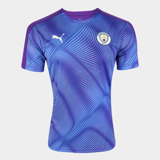 Camisa Manchester City Pré-Jogo 19/20 s/nº Puma Masculina - Roxo+Azul Menor preço em Camisa Manchester City Pré-Jogo 19/20 s/nº Puma Masculina - Roxo+Azul