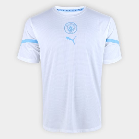 Camisa Manchester City Pré-Jogo 21/22 Puma Masculina - Branco+Azul Menor preço em Camisa Manchester City Pré-Jogo 21/22 Puma Masculina - Branco+Azul
