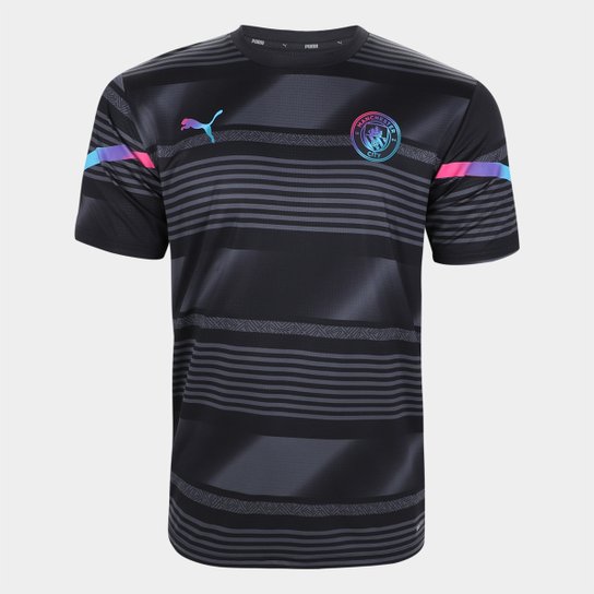 Camisa Manchester City Pré-Jogo 22/23 Puma Masculina - Preto Menor preço em Camisa Manchester City Pré-Jogo 22/23 Puma Masculina - Preto