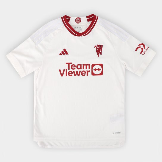 Camisa Manchester United Infantil Third 23/24 s/n° Torcedor Adidas - Off White Menor preço em Camisa Manchester United Infantil Third 23/24 s/n° Torcedor Adidas - Off White