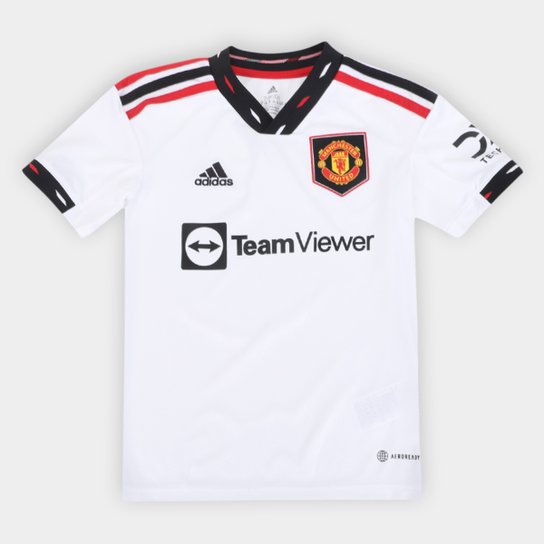 Camisa Manchester United Juvenil Away 22/23 s/n° Torcedor Adidas - Branco Menor preço em Camisa Manchester United Juvenil Away 22/23 s/n° Torcedor Adidas - Branco