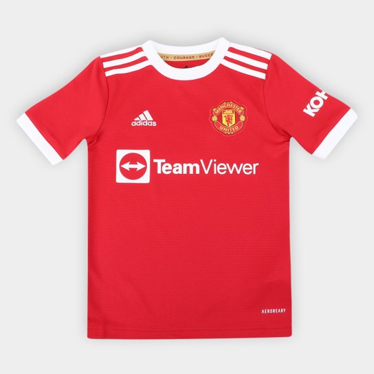 Camisa Manchester United Juvenil Home 21/22 s/n° Torcedor Adidas - Vermelho Menor preço em Camisa Manchester United Juvenil Home 21/22 s/n° Torcedor Adidas - Vermelho