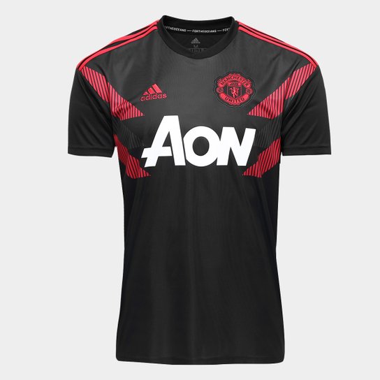 Camisa Manchester United Pré-Jogo 2018 Adidas Masculina - Preto+Vermelho Menor preço em Camisa Manchester United Pré-Jogo 2018 Adidas Masculina - Preto+Vermelho