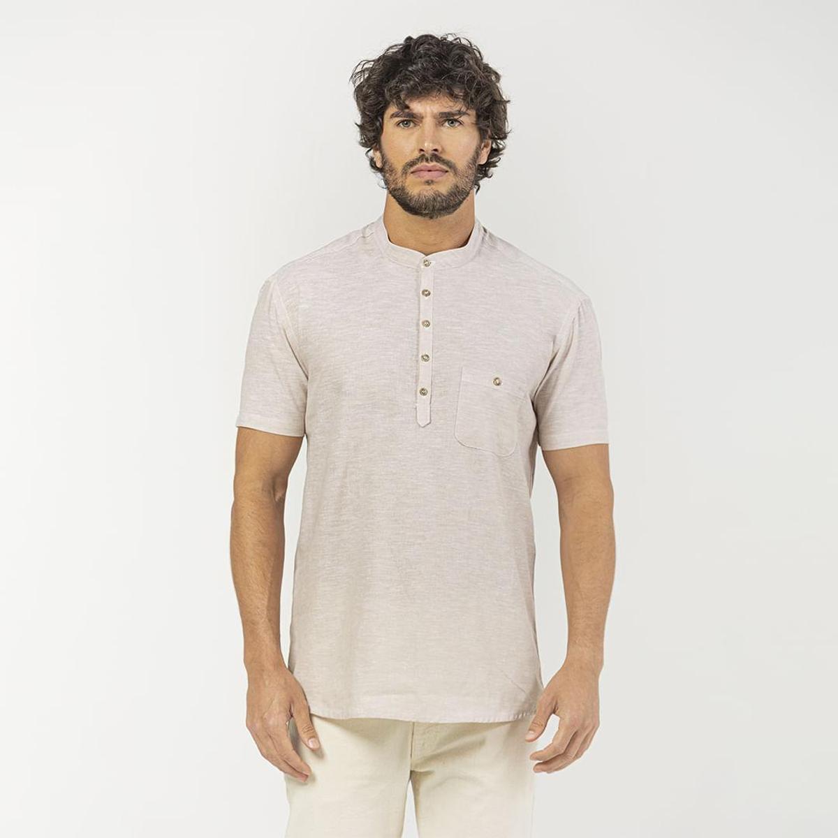 Camisa Manga Curta GRANDWISH Para Meninos - Social E Casual, Tamanho 6 Cáqui