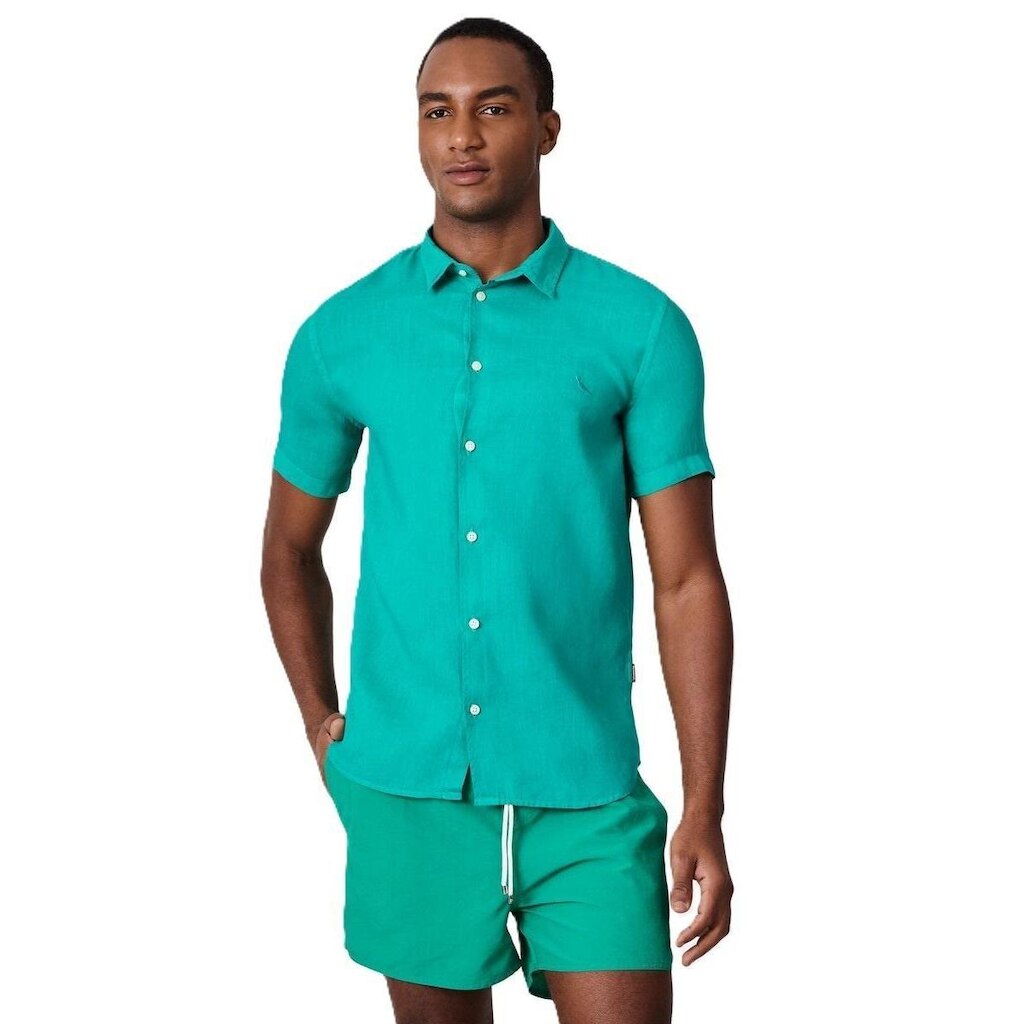 Camisa Manga Curta Linho Tinturado Reserva