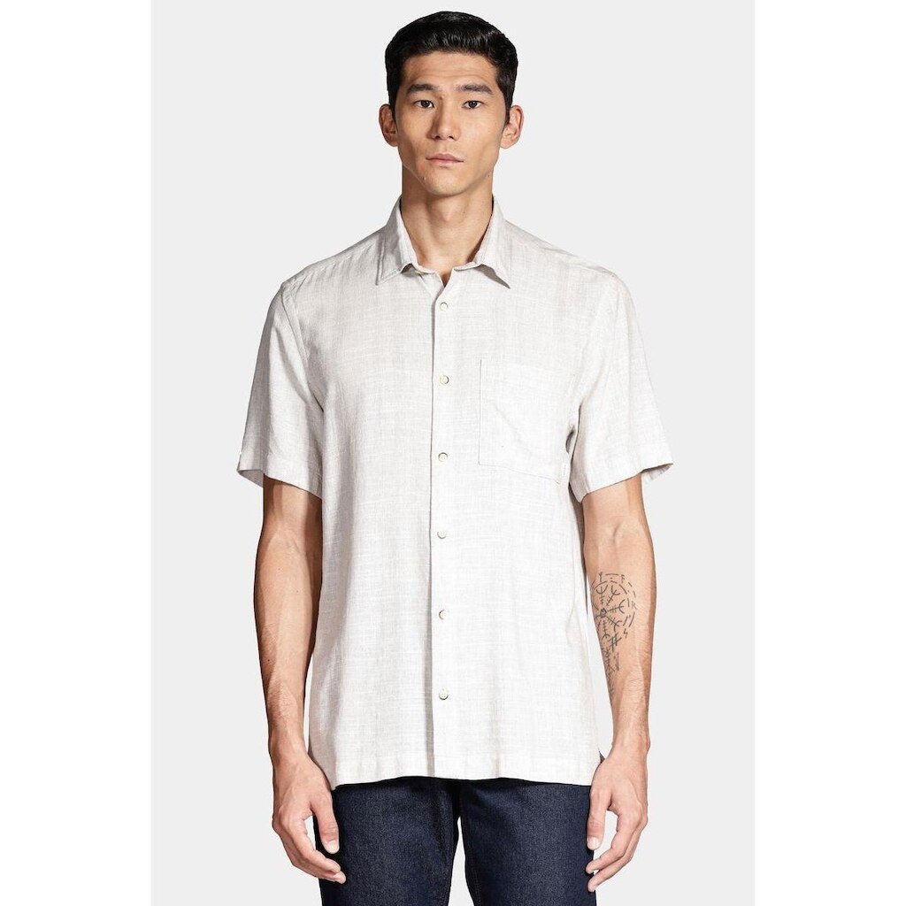 Camisa Manga Curta Move Regular Rústica Maquinetada Com Bolso Cáqui