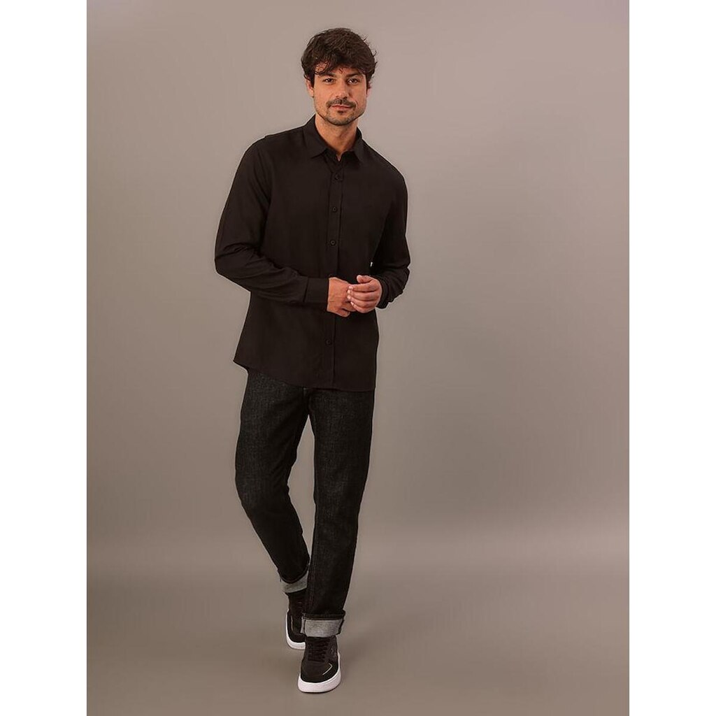 Camisa Manga Longa Calvin Klein Jeans Regular Linho Com Viscose