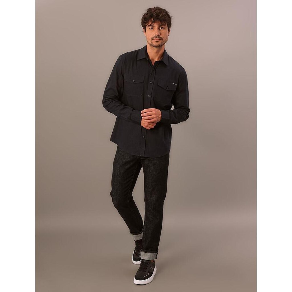 Camisa Manga Longa Calvin Klein Jeans Sarja Com Bolsos
