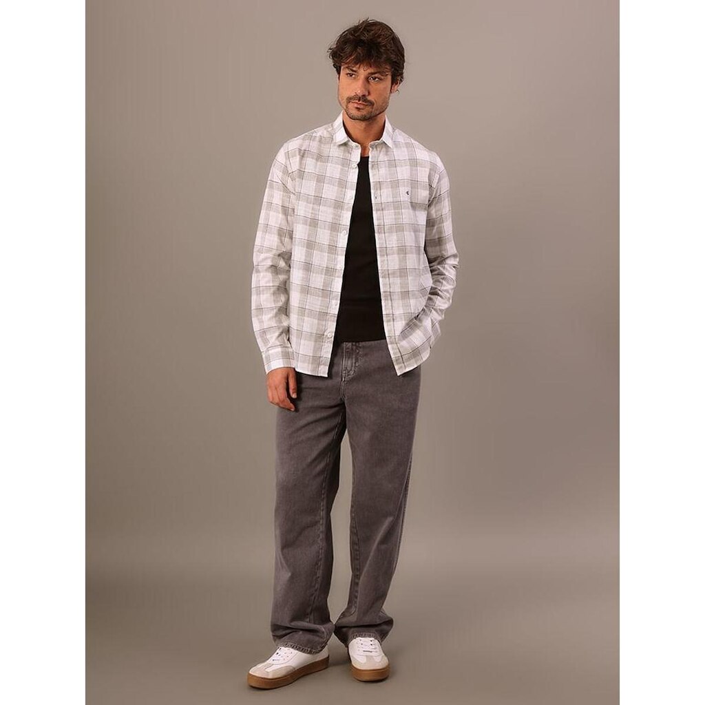 Camisa Manga Longa Calvin Klein Jeans Slim Melange Check