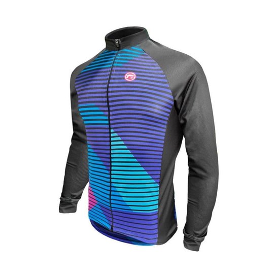 Camisa Manga Longa Ciclismo Barbedo Paraguai - Preto+Azul Menor preço em Camisa Manga Longa Ciclismo Barbedo Paraguai - Preto+Azul