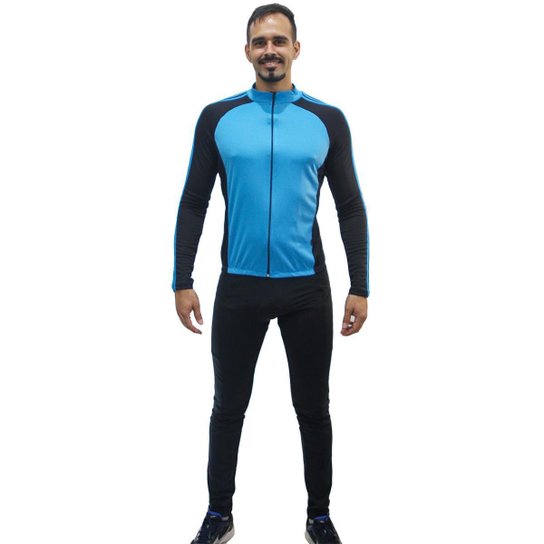 Camisa Manga Longa de Ciclismo D&A Collection com bolso costa masculina - Azul Escuro Menor preço em Camisa Manga Longa de Ciclismo D&A Collection com bolso costa masculina - Azul Escuro