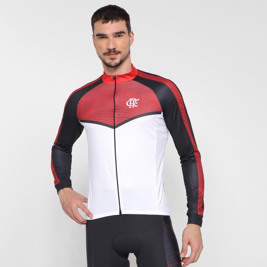 Camisa Manga Longa de Ciclismo Flamengo Líder Masculina - Branco Menor preço em Camisa Manga Longa de Ciclismo Flamengo Líder Masculina - Branco