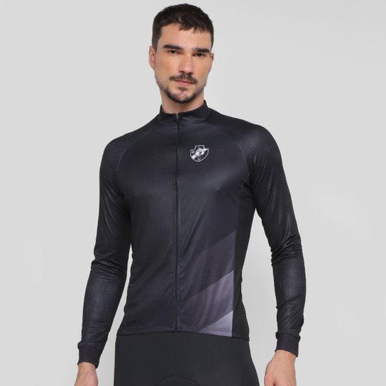 Camisa Manga Longa de Ciclismo Vasco da Gama Expresso Masculina - Preto Menor preço em Camisa Manga Longa de Ciclismo Vasco da Gama Expresso Masculina - Preto