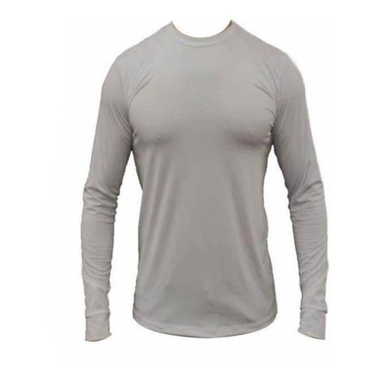 Camisa Manga Longa Dry Fit - Academia - Caminhada - Lazer - camiseta - Cinza Menor preço em Camisa Manga Longa Dry Fit - Academia - Caminhada - Lazer - camiseta - Cinza