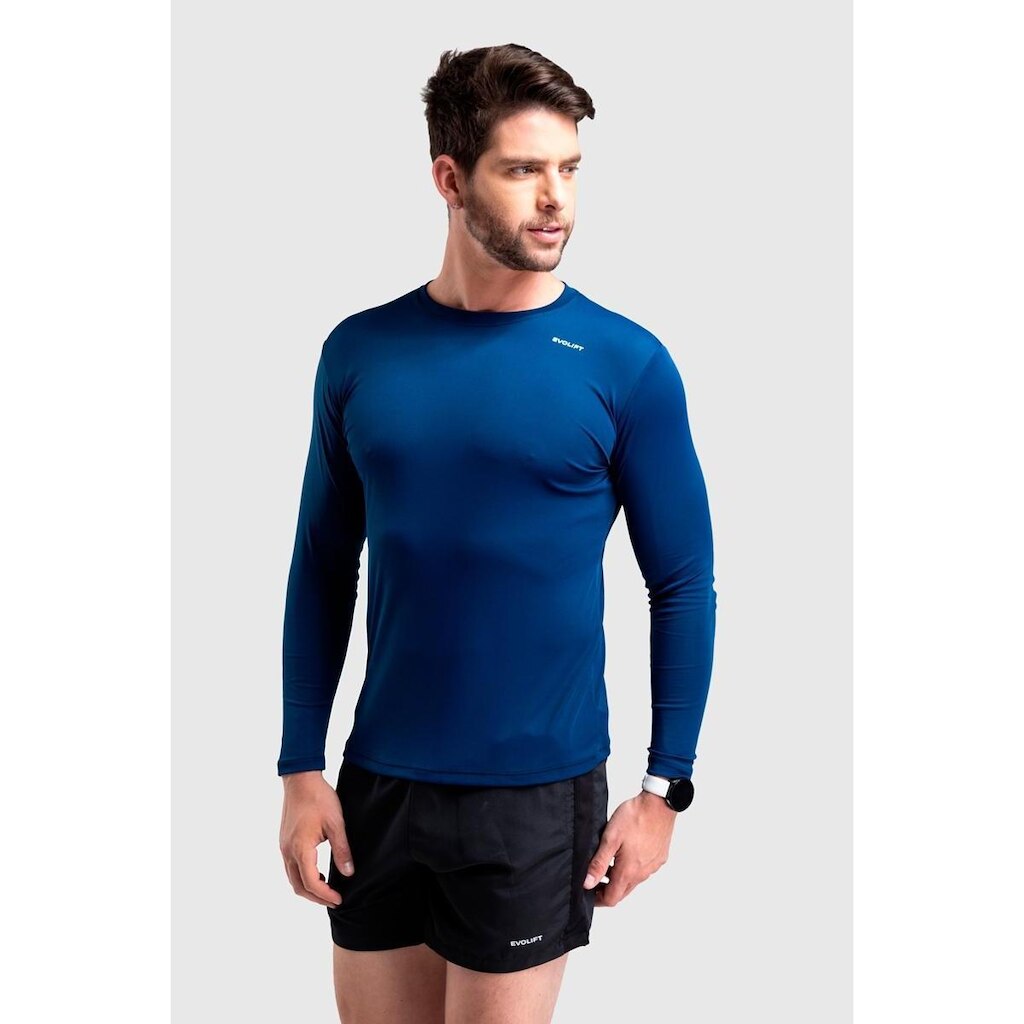 Camisa Manga Longa Evolift Dry Poliamida Azul Marinho
