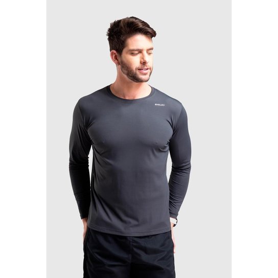 Camisa Manga Longa Evolift Dry Poliamida Cinza Escuro - Cinza Menor preço em Camisa Manga Longa Evolift Dry Poliamida Cinza Escuro - Cinza