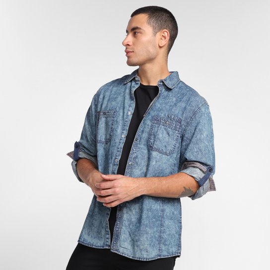 Camisa Manga Longa Jeans Dixie Masculina - Azul é ruim? Camisa Manga Longa Jeans Dixie Masculina - Azul é boa?