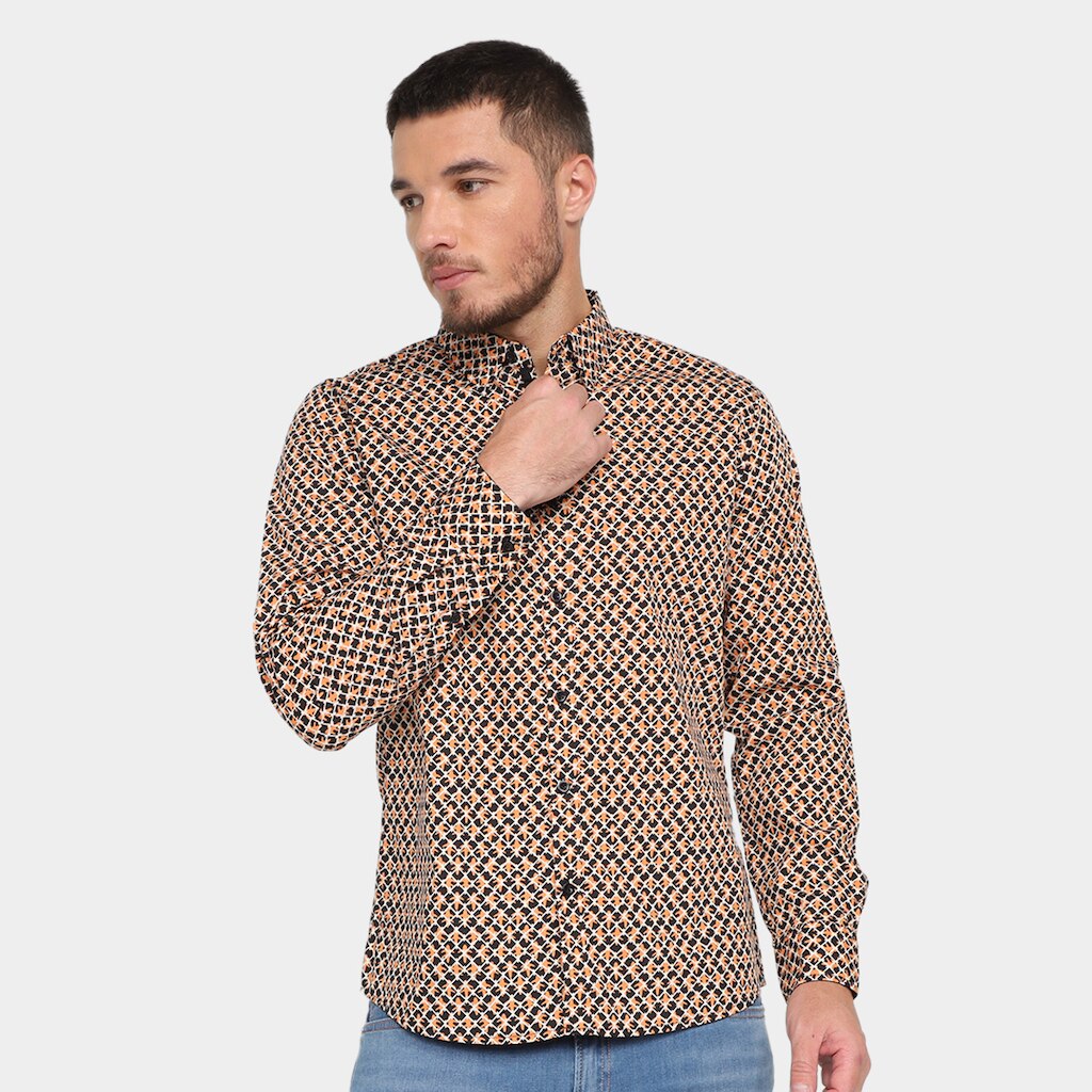 Camisa Manga Longa Pacific Blue Estampada Masculina