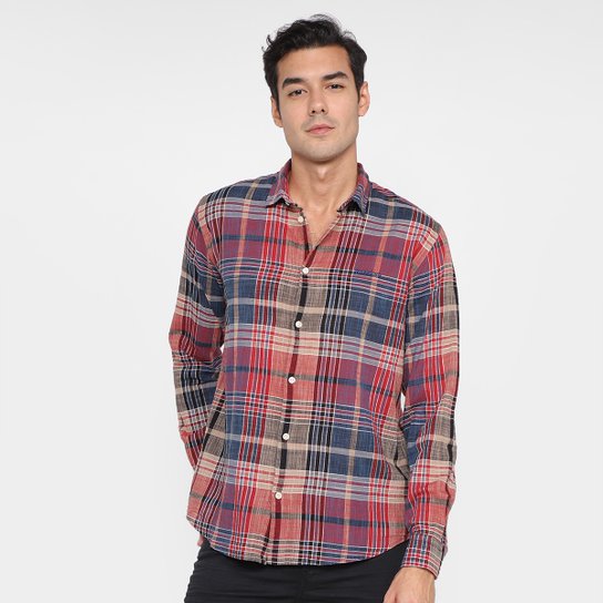Camisa Manga Longa Reserva Flamê Xadrez Imbuia Masculina - Vinho Menor preço em Camisa Manga Longa Reserva Flamê Xadrez Imbuia Masculina - Vinho