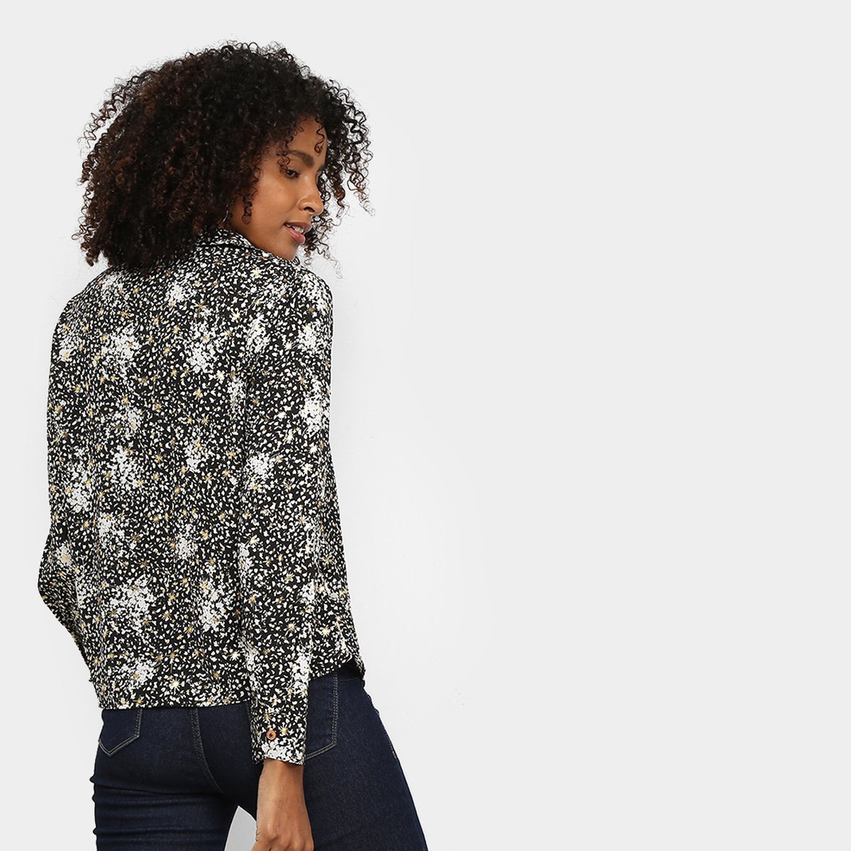 Camisa Manga Longa Road Mel Estampada Amarração Feminina - 1
