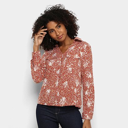 Camisa Manga Longa Road Mel Estampada Amarração Feminina - Feminino