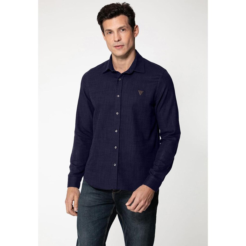 Camisa Manga Longa Rústica Azul Escuro