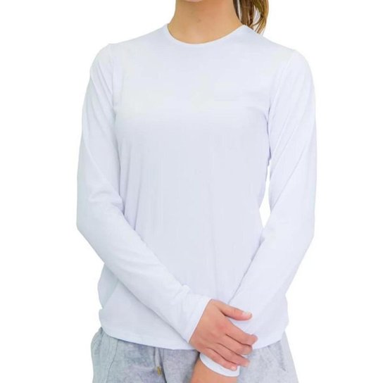 CAMISA MANGA LONGA SELENE PROTEÇÃO UV 50+ FEMININA - Branco Menor preço em CAMISA MANGA LONGA SELENE PROTEÇÃO UV 50+ FEMININA - Branco