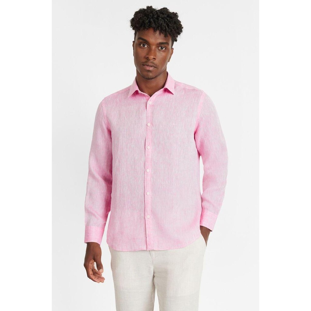 Camisa Manga Longa Slim Linho Irlandês Pink
