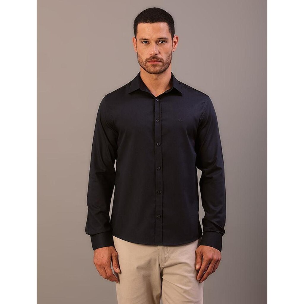 Camisa Manga Longa Slim Maquinetada Fio 50