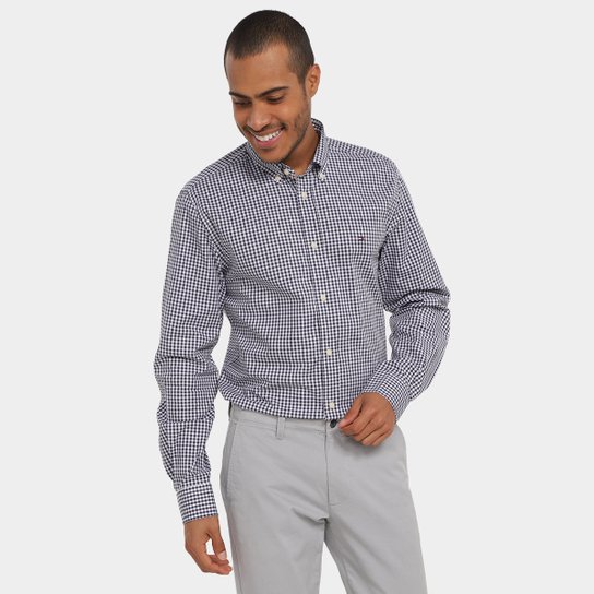 Camisa Manga Longa Tommy Hilfiger Xadrez Masculina - Azul Petróleo Menor preço em Camisa Manga Longa Tommy Hilfiger Xadrez Masculina - Azul Petróleo