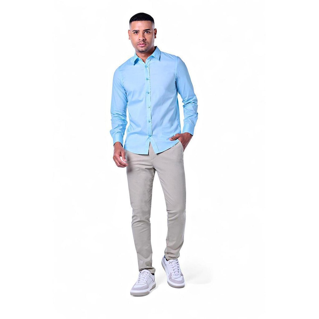 Camisa Masculina Algodão Com Listras