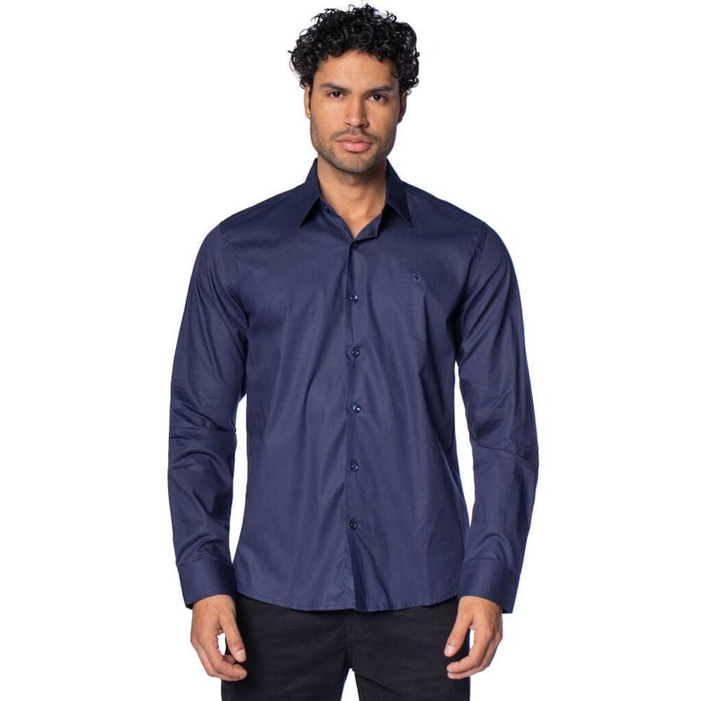 Camisa Masculina Amil Manga Longa Lavender Elastano Cinza