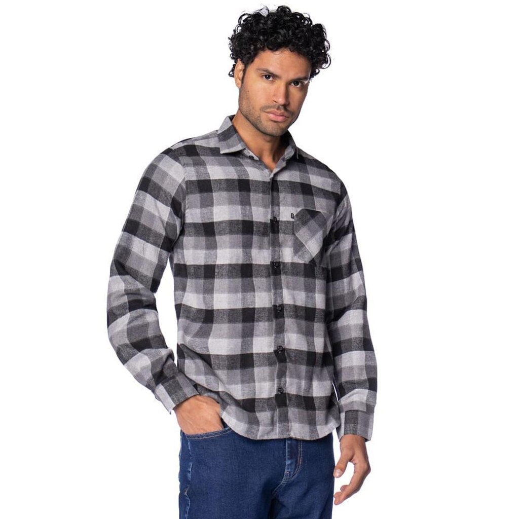 Camisa Masculina Amil Xadrez Flanelado Marrom/Terracota