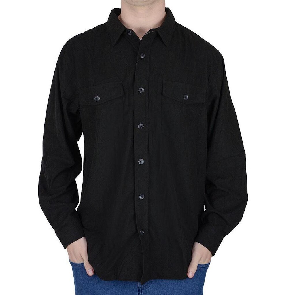 Camisa Masculina Broken Rules Cotelê Preta - 5703